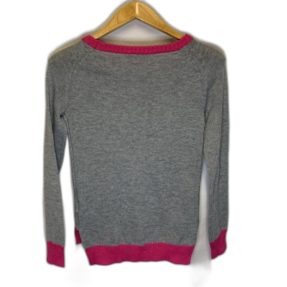 “POW” Graphic Print Gray Pink Yellow Lightweight Crewneck Sweater Size Medium - Picture 8 of 10